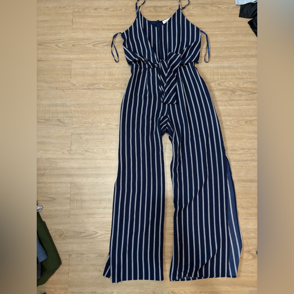 Striped Navy Jumpsuit